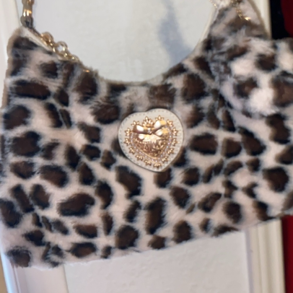 Juicy Couture Leopard Print Faux Fur Shoulder Bag